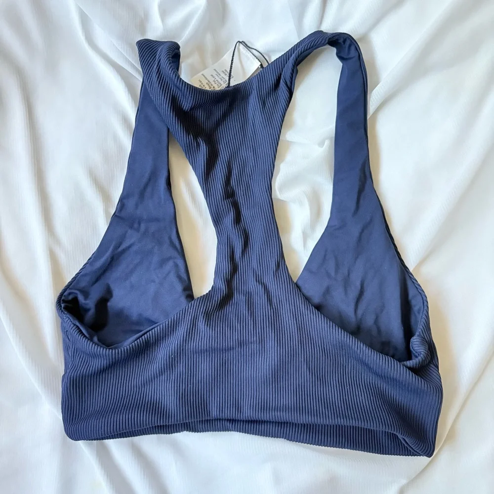 NWOT L*Space ribbed Midnight Blue Tara bikini top XS